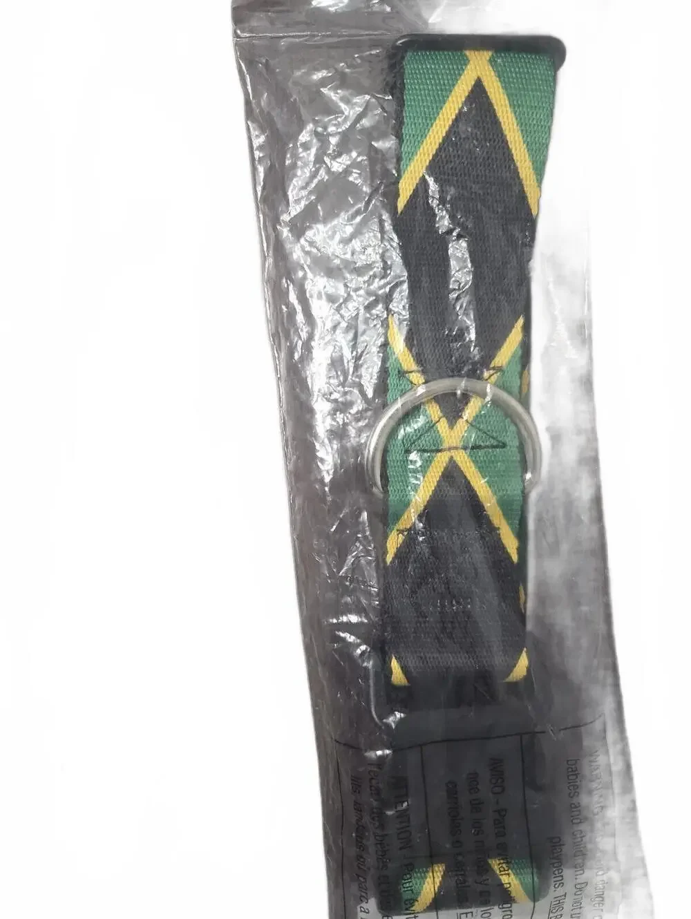 Buckle-Down Jamaican Flag Dog Collar Black Green Yellow 16-23 inches